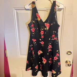 Soprano Black Dress with Pink Floral Design